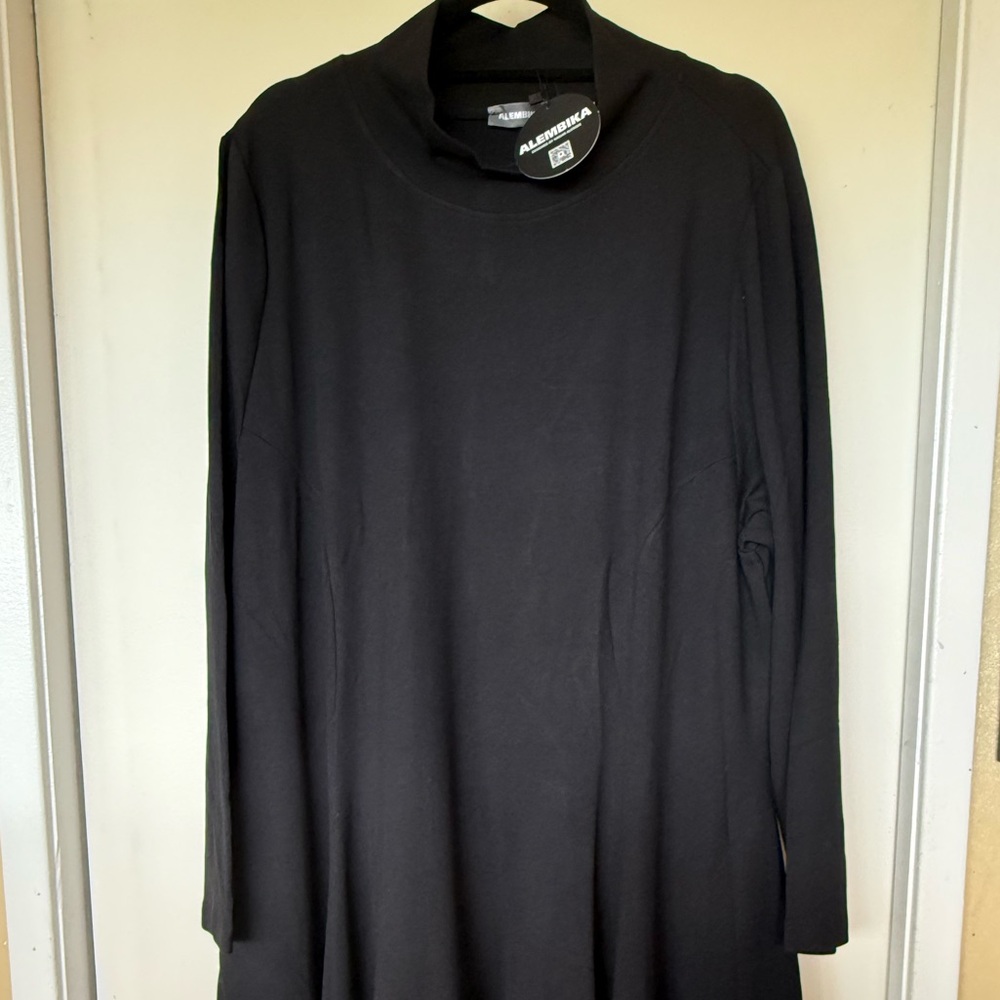 Black long sleeve mock turtle neck dress